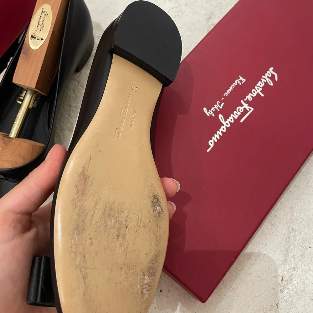Salvatore Ferragamo Black Bow Ballet Flats - Picture 5 of 8